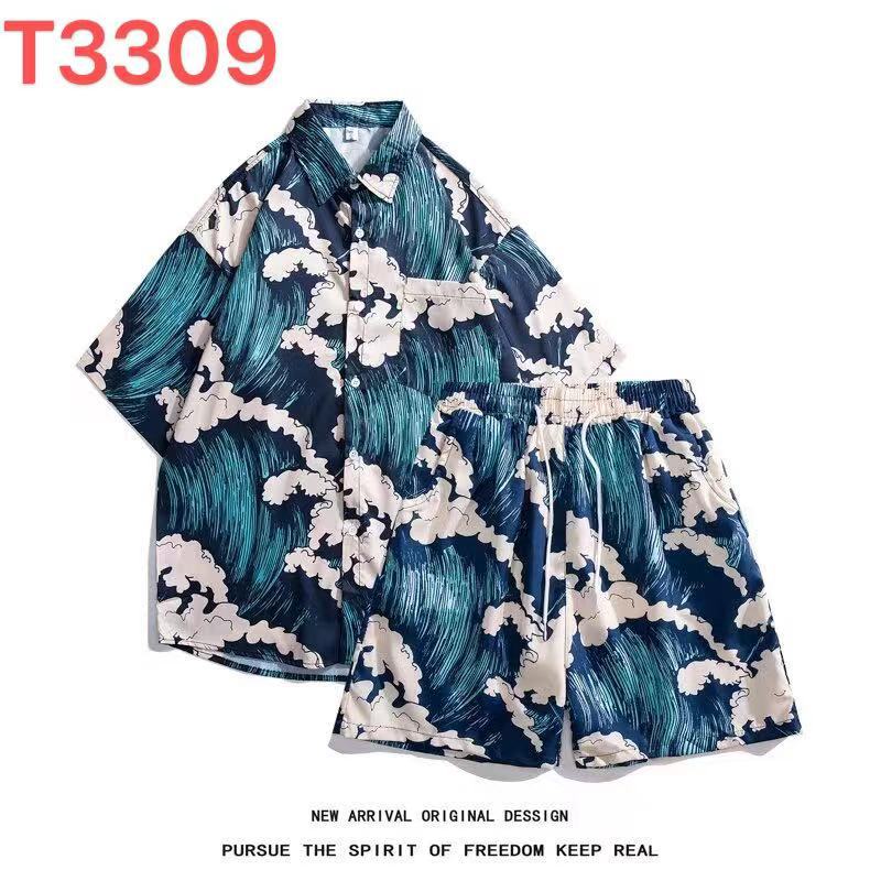 Hawaiian Flower Shirt and Shorts Set