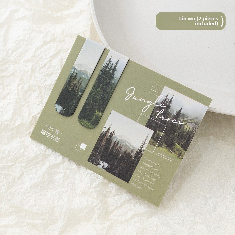 Hazy Fantasy Landscape Magnetic Bookmark Double-Sided Decorative Card