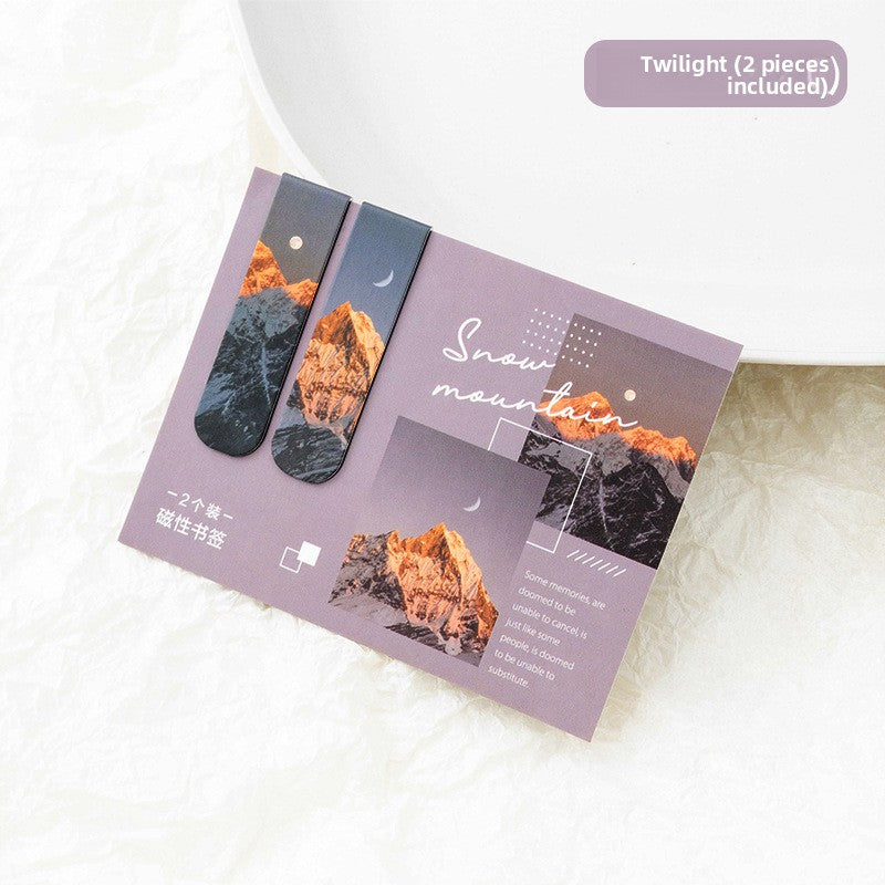 Hazy Fantasy Landscape Magnetic Bookmark Double-Sided Decorative Card
