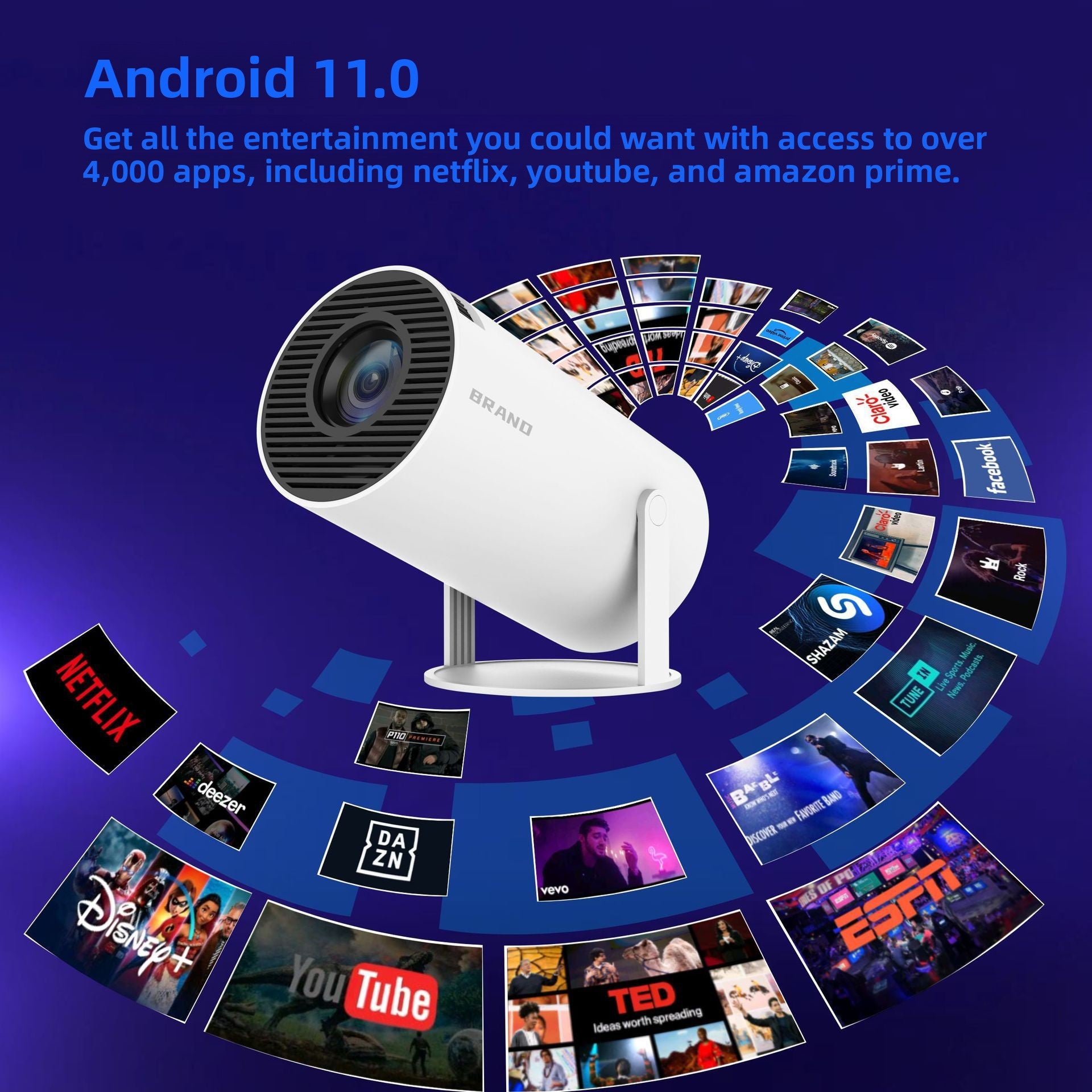 HD Portable Smart Projector with Wireless Screen Mirroring