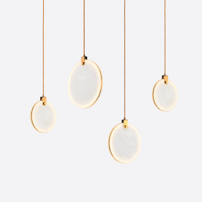 Headboard-shaped imitation travertine pendant lamp