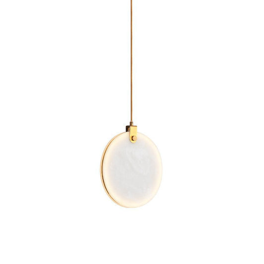 Headboard-shaped imitation travertine pendant lamp