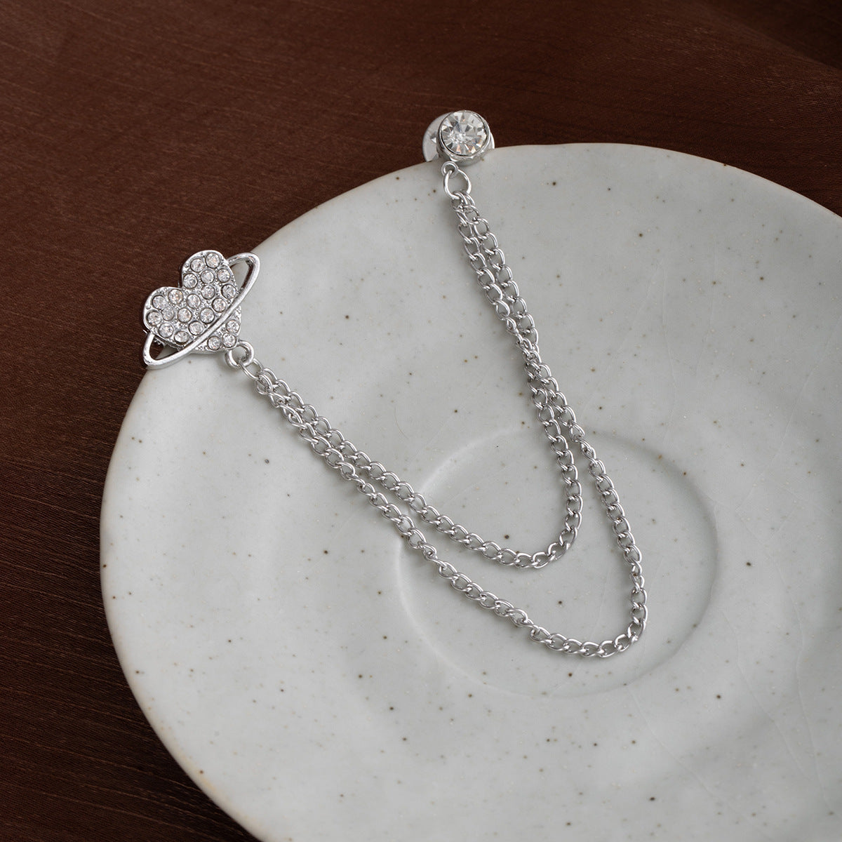 Heart Deer Design Crystal Brooch