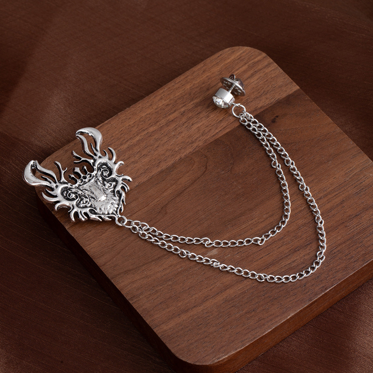 Heart Deer Design Crystal Brooch