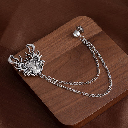 Heart Deer Design Crystal Brooch