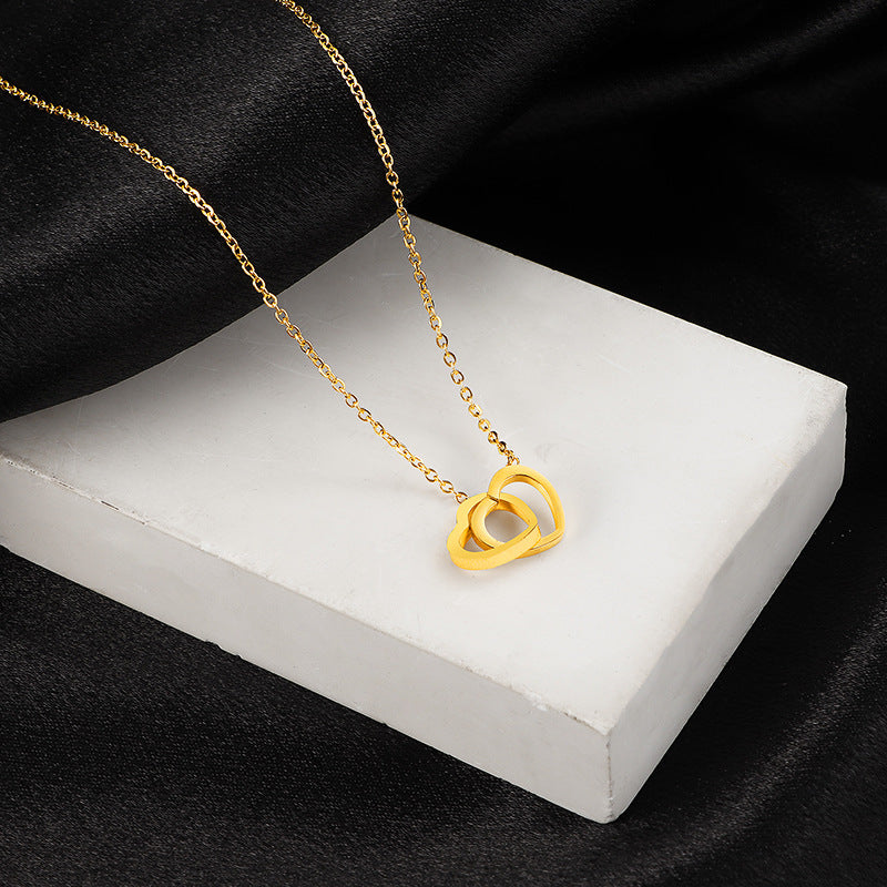 Heart Double Buckle Titanium Steel Necklace
