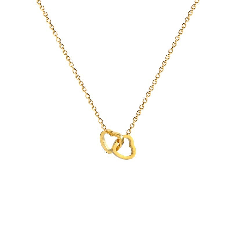 Heart Double Ring Titanium Steel Necklace