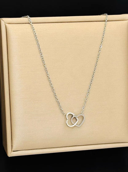 Heart Double Ring Titanium Steel Necklace
