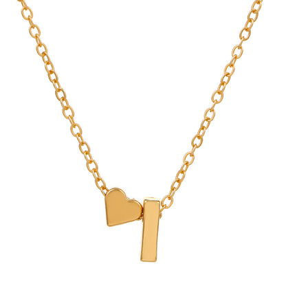 Heart Letter Necklace and Bracelet Set
