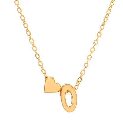 Heart Letter Necklace and Bracelet Set