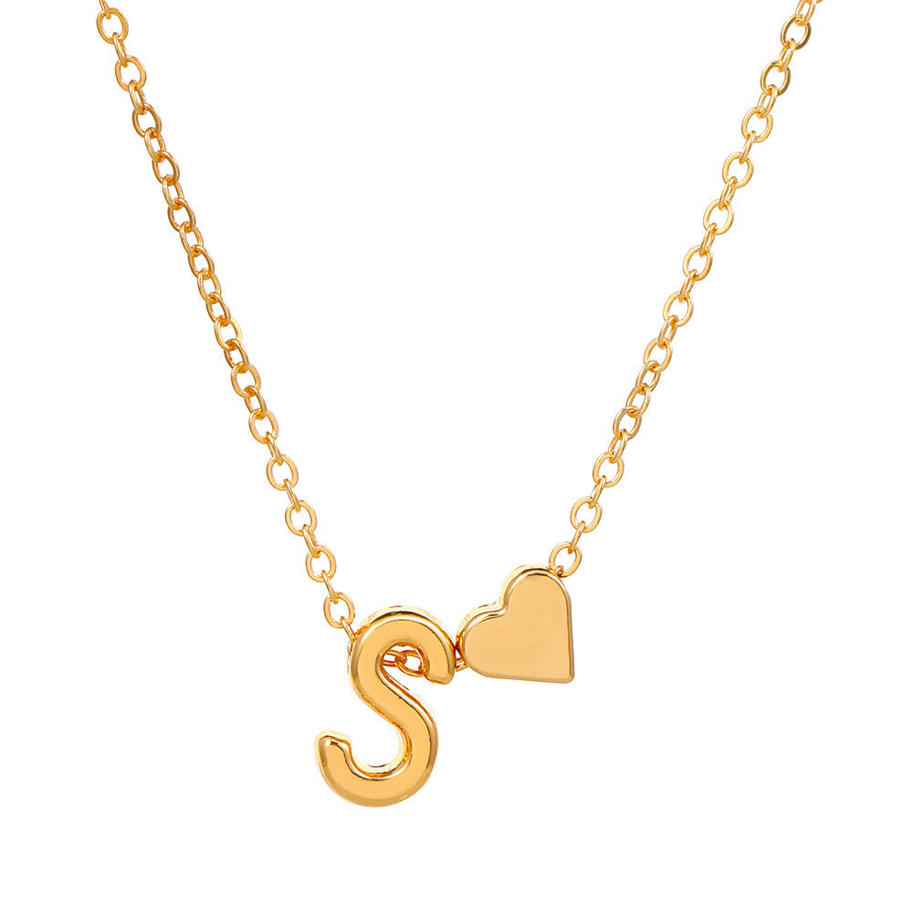 Heart Letter Necklace and Bracelet Set
