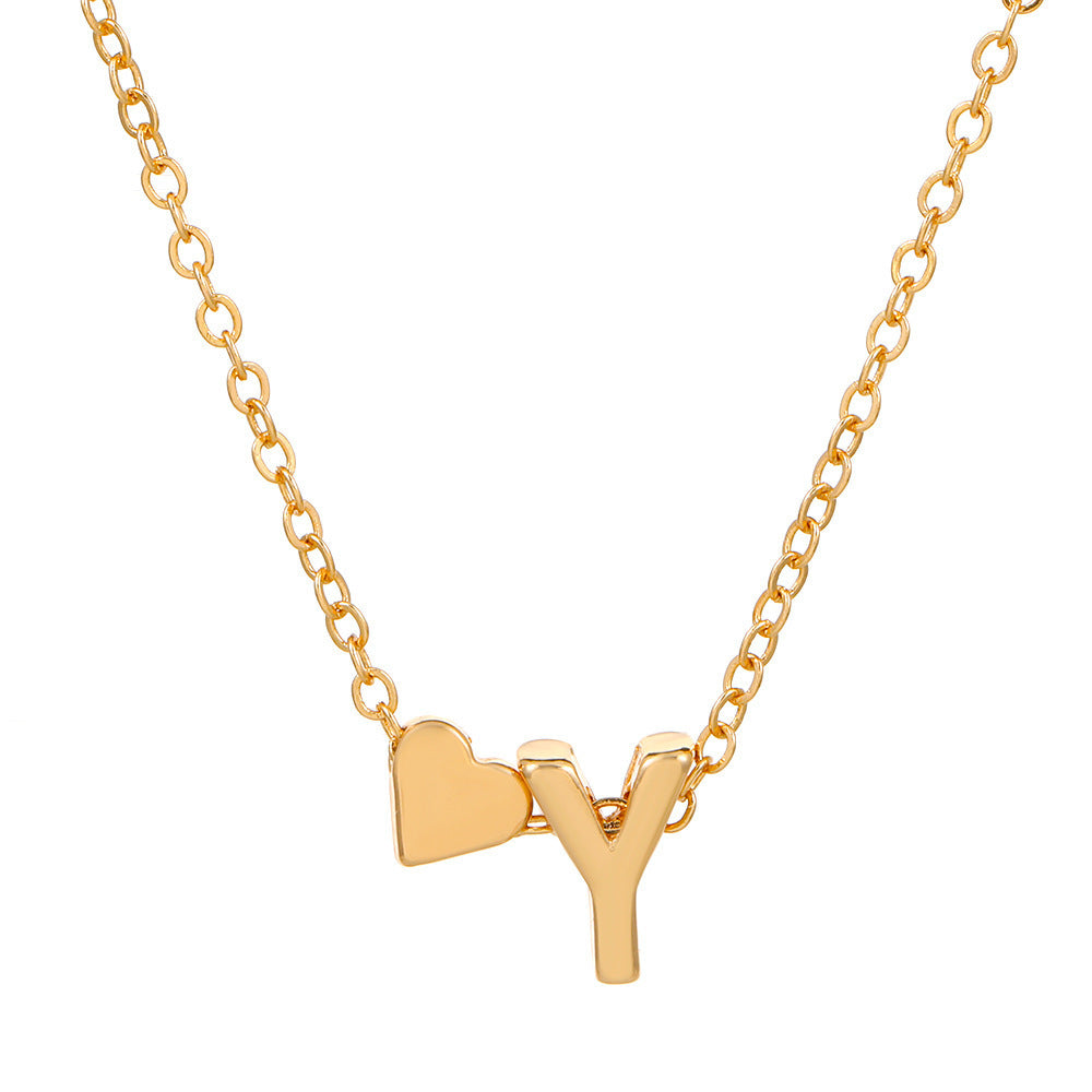 Heart Letter Necklace and Bracelet Set