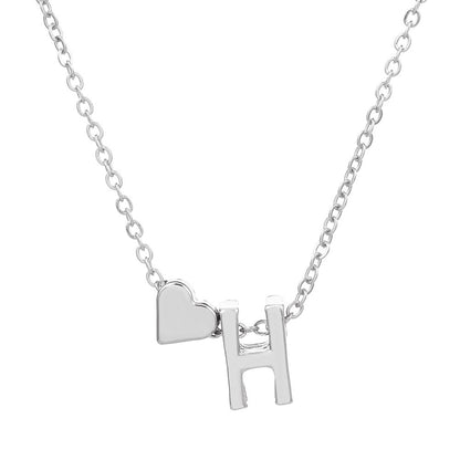 Heart Letter Necklace and Bracelet Set