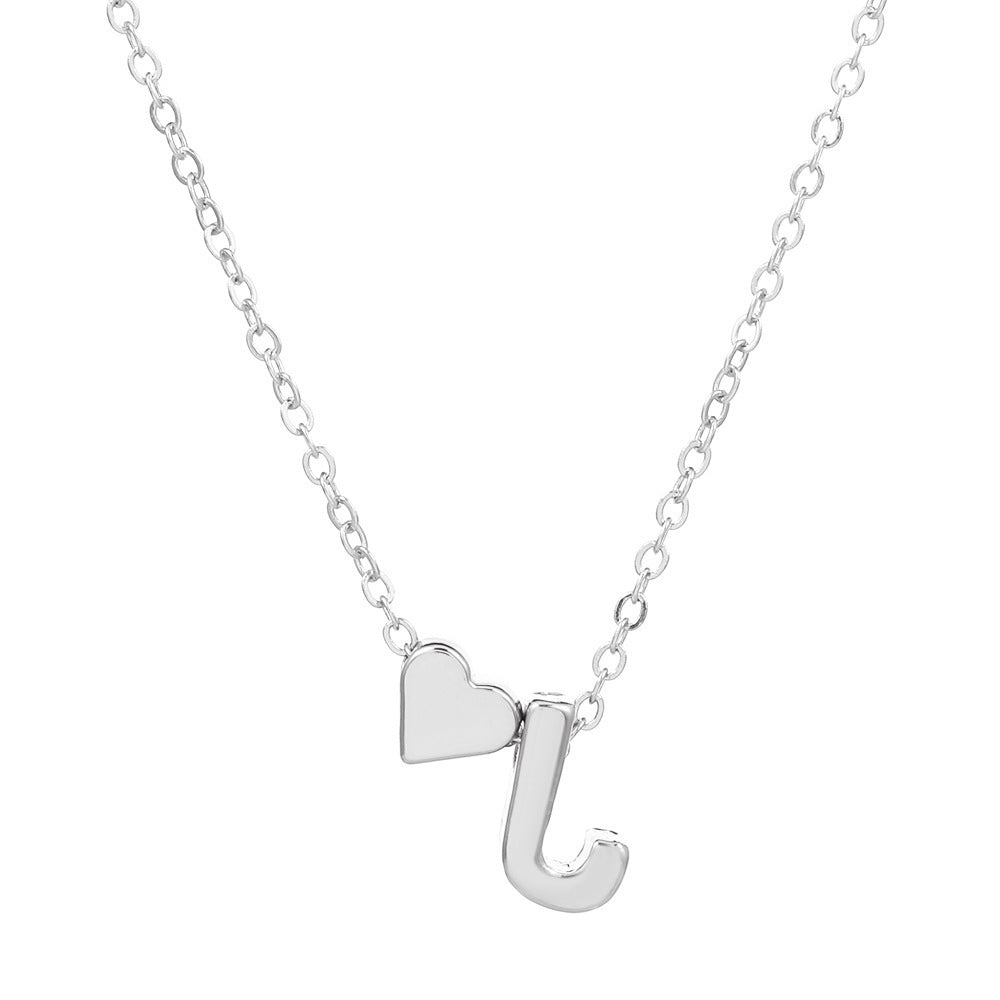Heart Letter Necklace and Bracelet Set