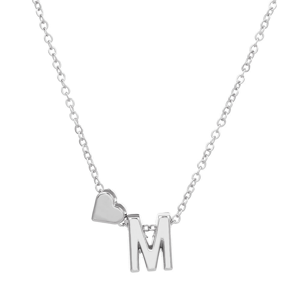 Heart Letter Necklace and Bracelet Set