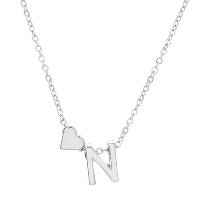 Heart Letter Necklace and Bracelet Set