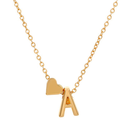 Heart Letter Necklace and Bracelet Set