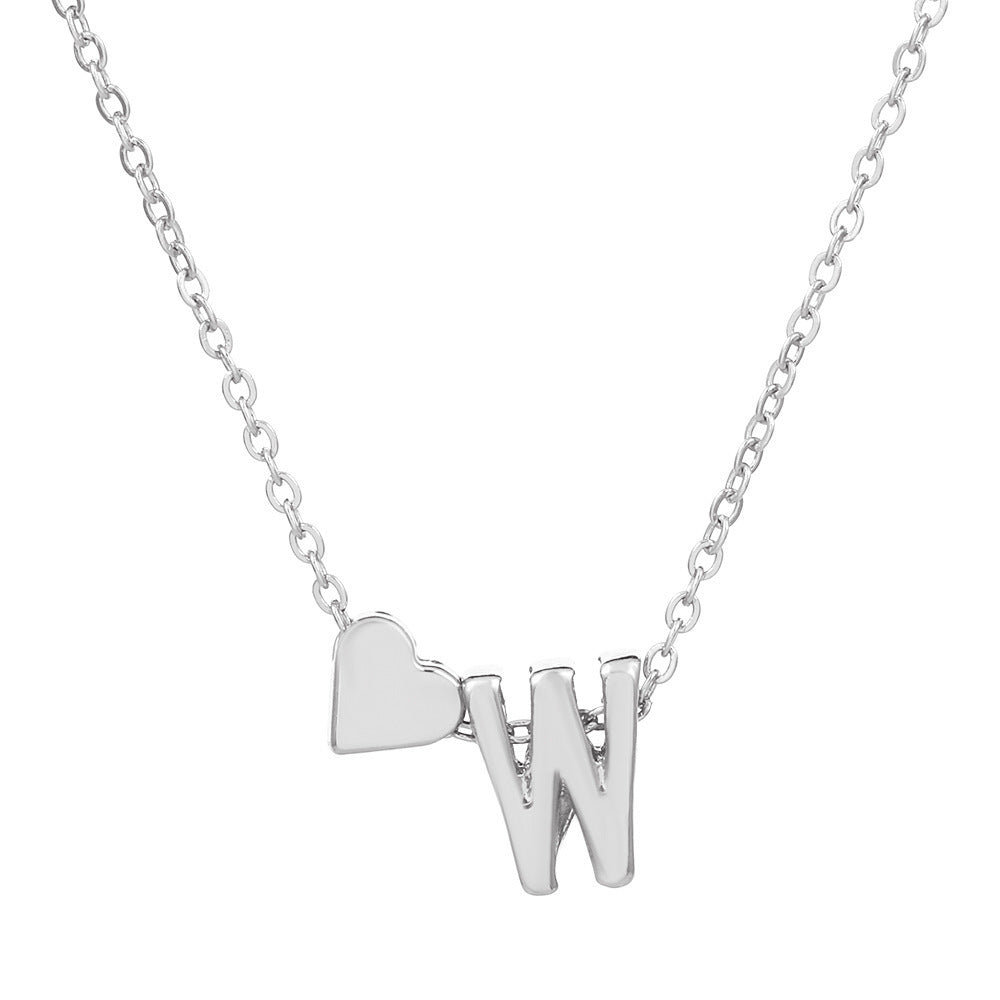 Heart Letter Necklace and Bracelet Set
