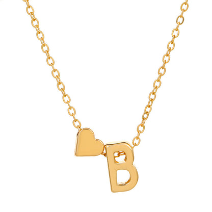 Heart Letter Necklace and Bracelet Set