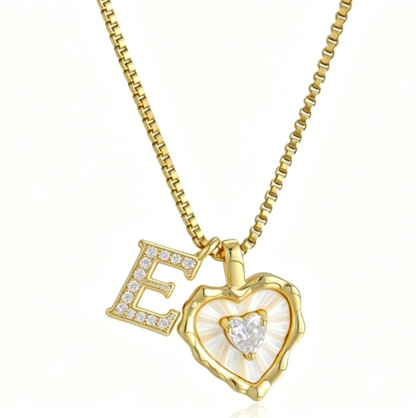 Heart Letter Titanium Steel Necklace with Zircon