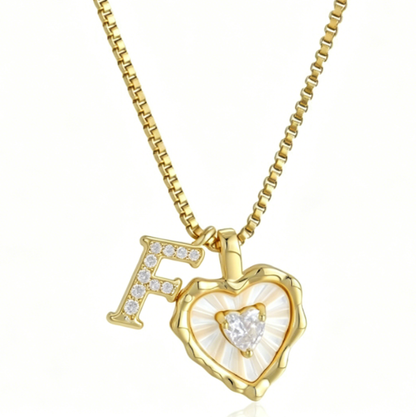 Heart Letter Titanium Steel Necklace with Zircon