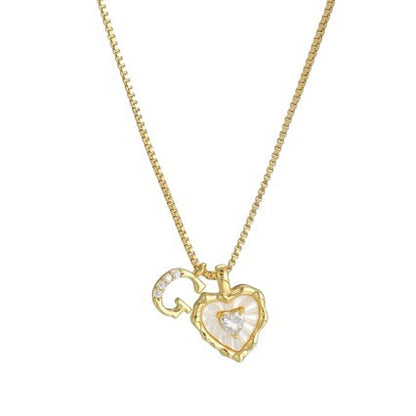 Heart Letter Titanium Steel Necklace with Zircon