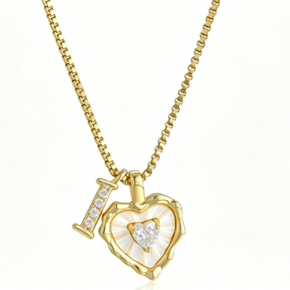 Heart Letter Titanium Steel Necklace with Zircon