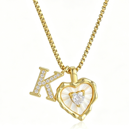 Heart Letter Titanium Steel Necklace with Zircon