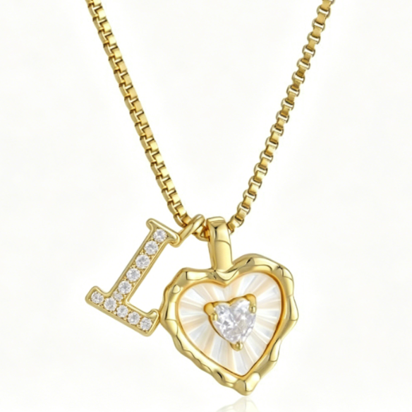 Heart Letter Titanium Steel Necklace with Zircon