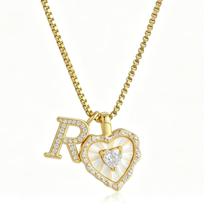 Heart Letter Titanium Steel Necklace with Zircon