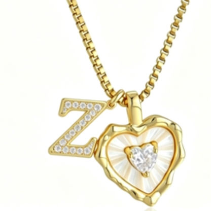 Heart Letter Titanium Steel Necklace with Zircon