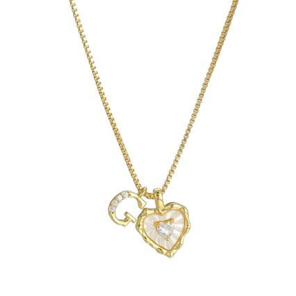 Heart Letter Titanium Steel Necklace with Zircon