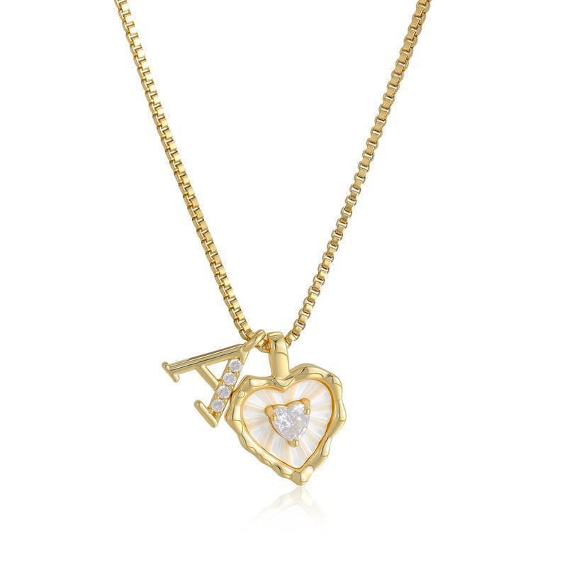 Heart Letter Titanium Steel Necklace with Zircon