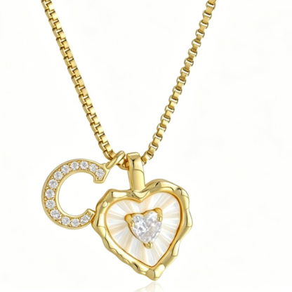 Heart Letter Titanium Steel Necklace with Zircon