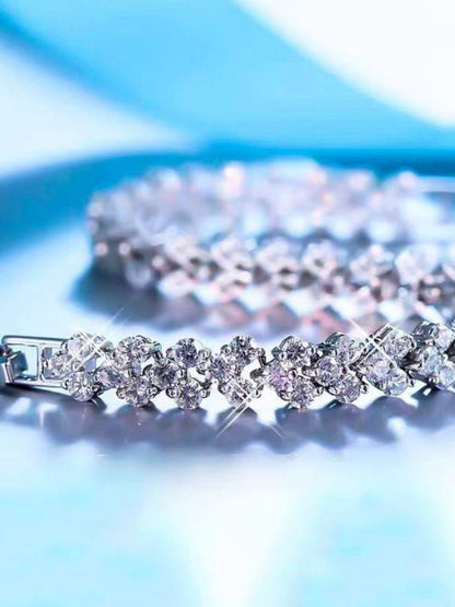 Heart Moissanite Plated Silver Bracelet