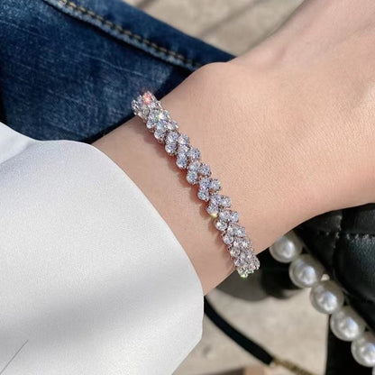 Heart Moissanite Plated Silver Bracelet