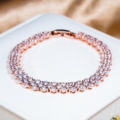 Heart Moissanite Plated Silver Bracelet