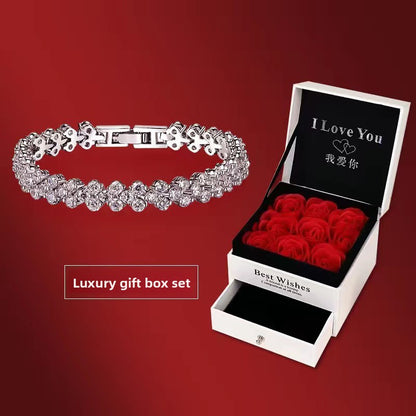 Heart Moissanite Plated Silver Bracelet