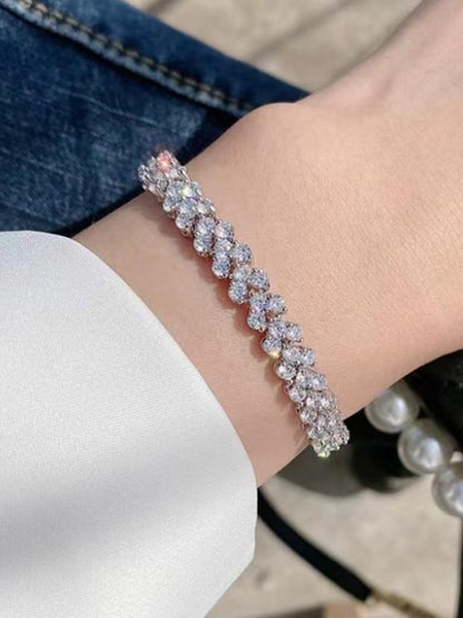 Heart Moissanite Plated Silver Bracelet