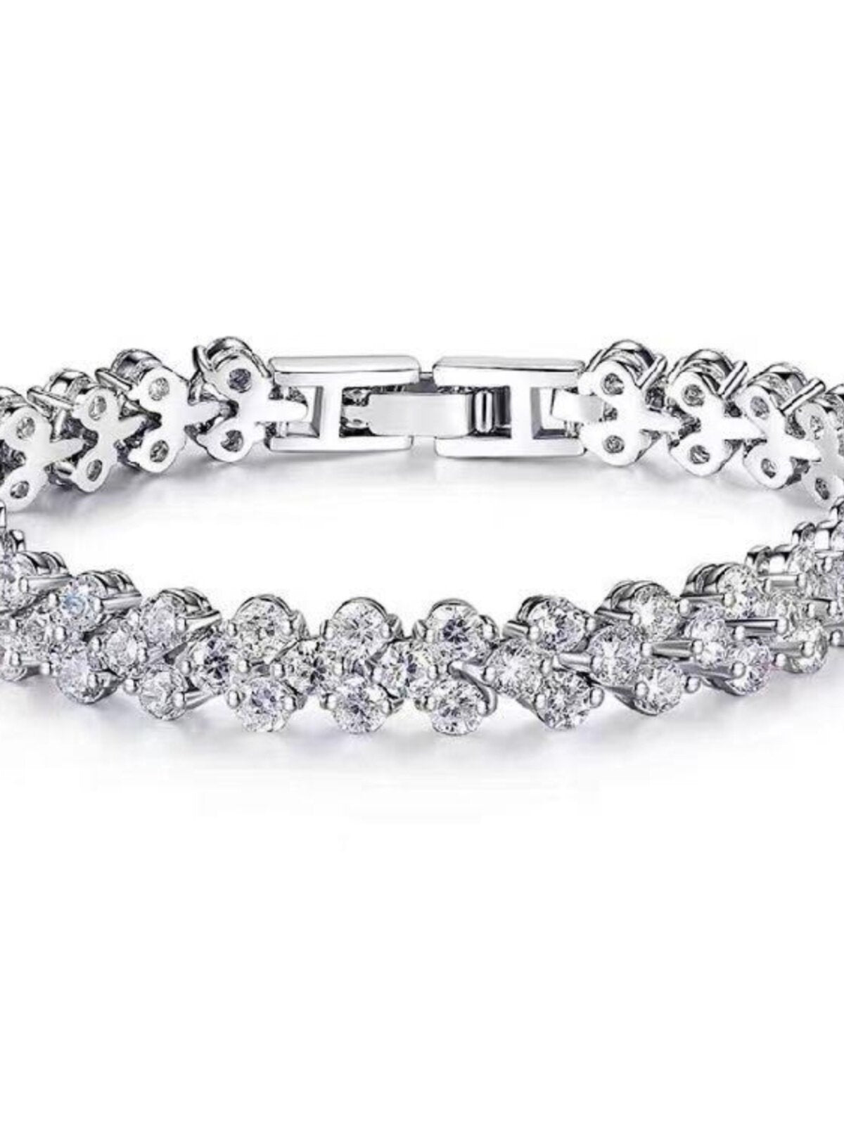 Heart Moissanite Plated Silver Bracelet