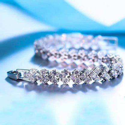 Heart Moissanite Plated Silver Bracelet