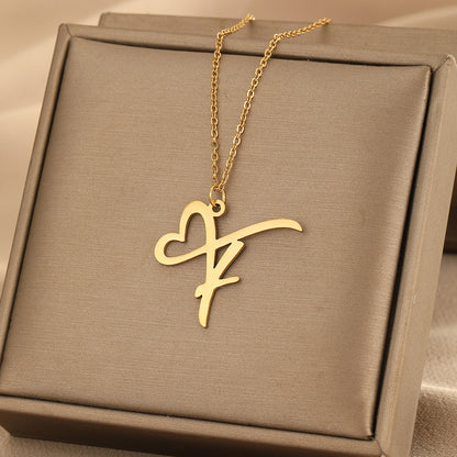 Heart of love 26 letter necklace