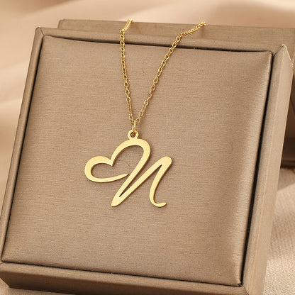 Heart of love 26 letter necklace