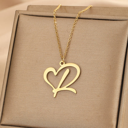 Heart of love 26 letter necklace