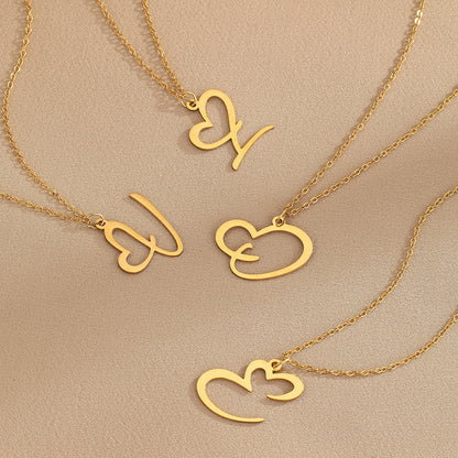 Heart of love 26 letter necklace