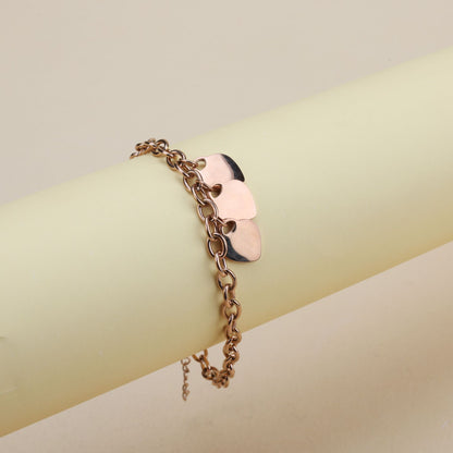 Heart Pendant Stainless Steel Engraved Bracelet