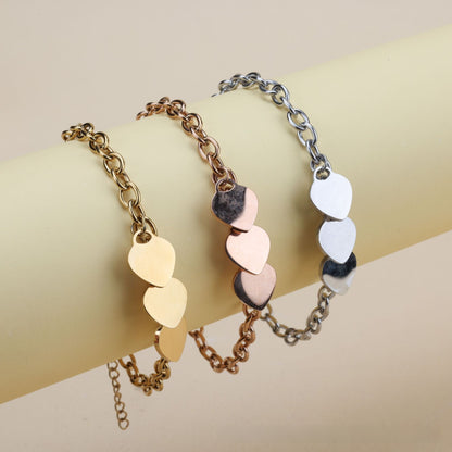 Heart Pendant Stainless Steel Engraved Bracelet