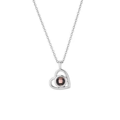 Heart Photo Projection Necklace with Multilingual Engraving