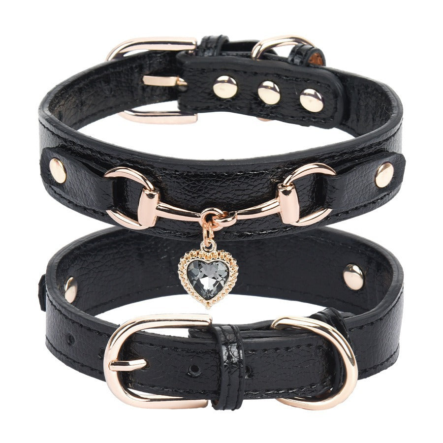 Heart Rhinestone Pet Collar