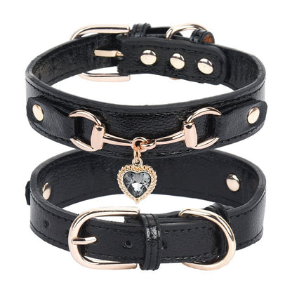 Heart Rhinestone Pet Collar